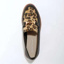 Derby's En Mocassins|Schoenen<Blancheporte Mocassins met sleehak - dierenhuidprint zwart / bruin