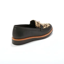 Derby's En Mocassins|Schoenen<Blancheporte Mocassins met sleehak - dierenhuidprint zwart / bruin