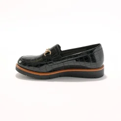 Feestelijke Schoenen|Derby's En Mocassins<Blancheporte Mocassins met sleehak - gelakt kroko-effect zwart
