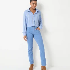 Broek<Blancheporte Modellerende broek met 5 zakken grijsblauw
