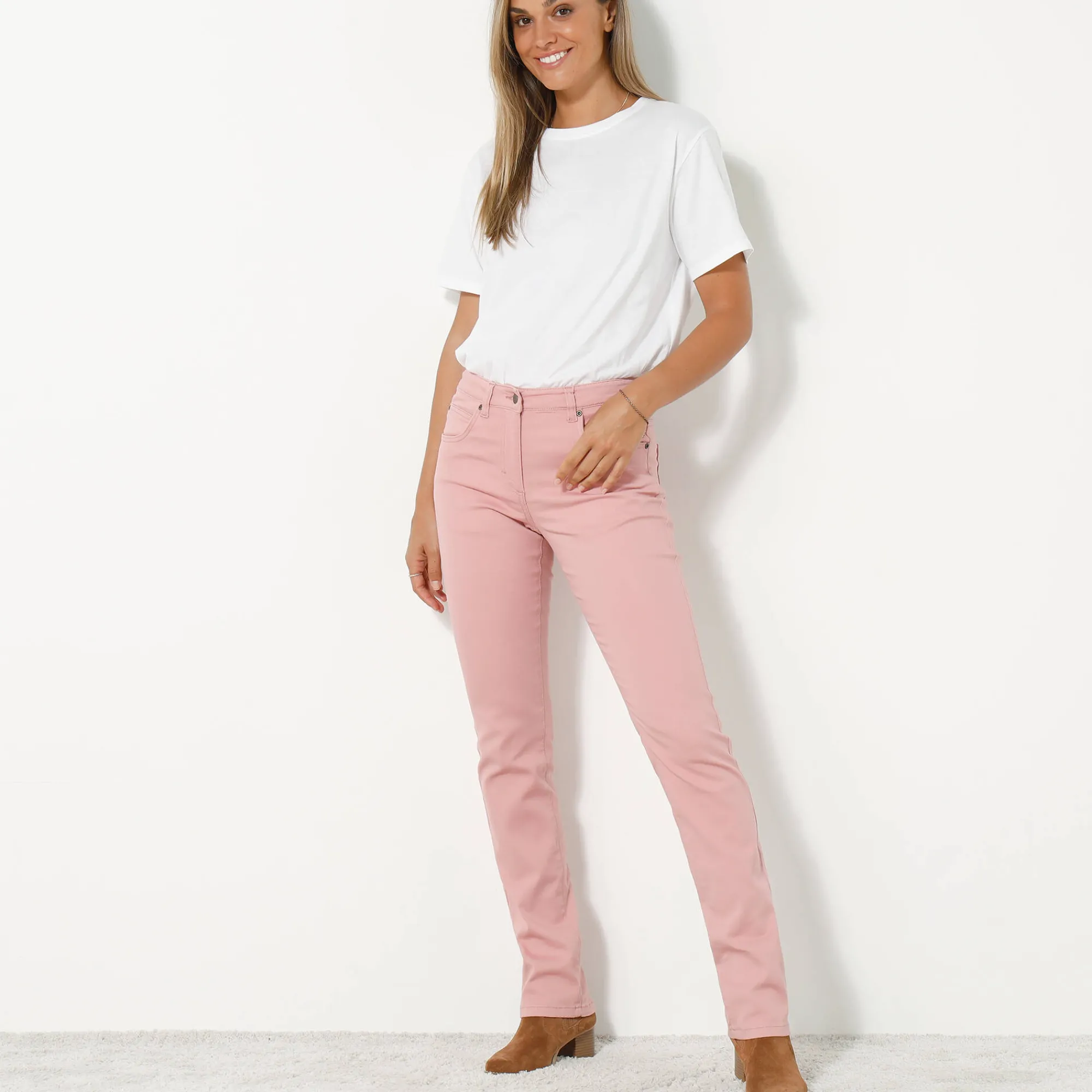 Broek<Blancheporte Modellerende broek met 5 zakken rozenhout