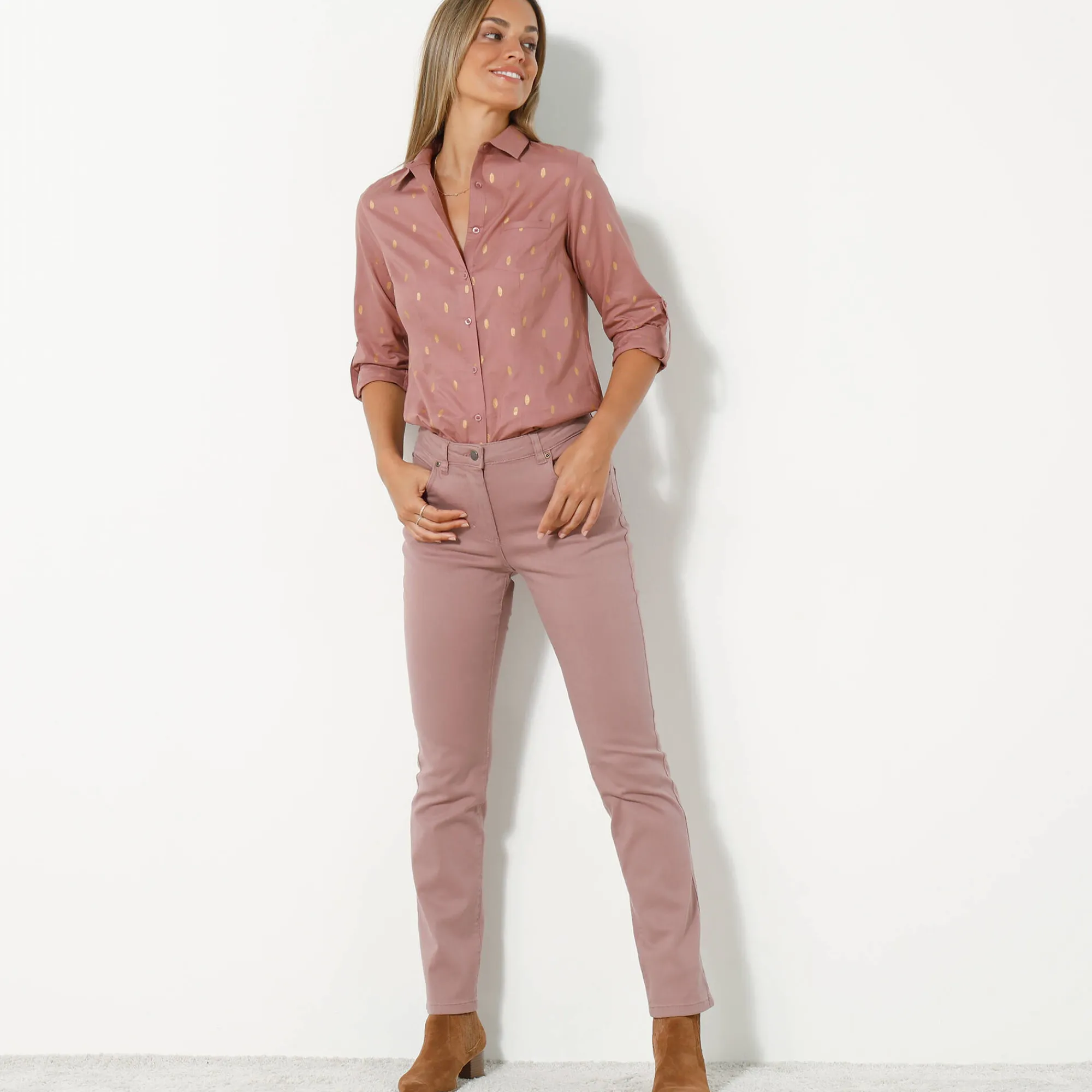 Broek<Blancheporte Modellerende broek met 5 zakken praline