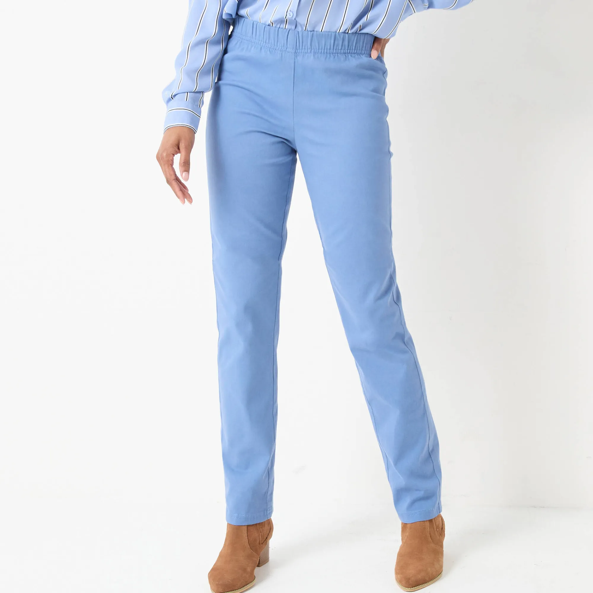 Broek<Blancheporte Modellerende broek met 'platte buik' effect en elastische taille grijsblauw