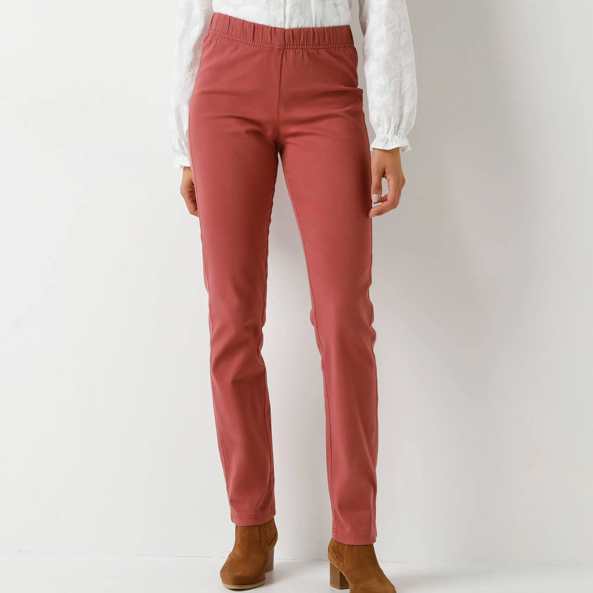 Broek<Blancheporte Modellerende broek met 'platte buik' effect en elastische taille terracotta