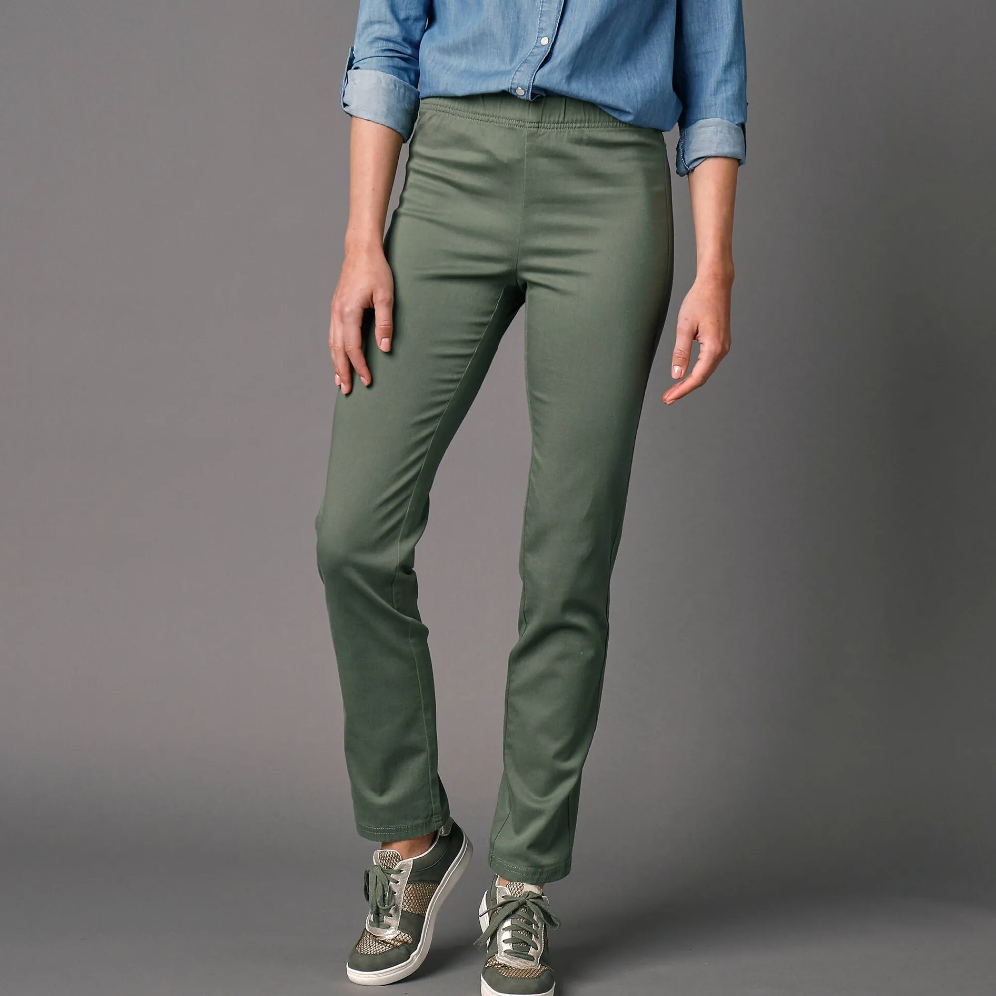 Broek<Blancheporte Modellerende broek met 'platte buik' effect en elastische taille mosgroen