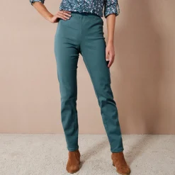 Broek<Blancheporte Modellerende broek met 'platte buik' effect en elastische taille eendenblauw