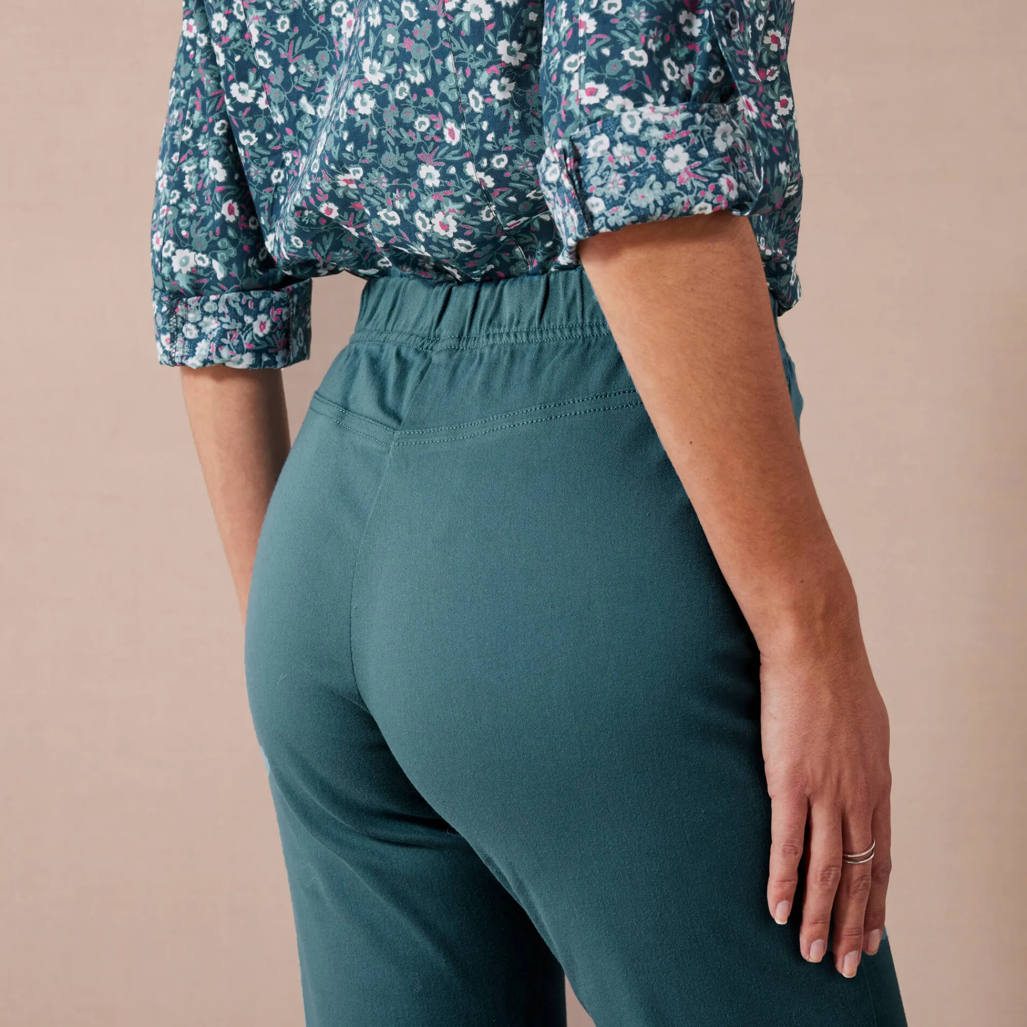 Broek<Blancheporte Modellerende broek met 'platte buik' effect en elastische taille eendenblauw