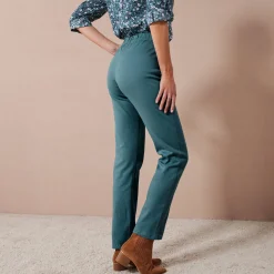Broek<Blancheporte Modellerende broek met 'platte buik' effect en elastische taille eendenblauw