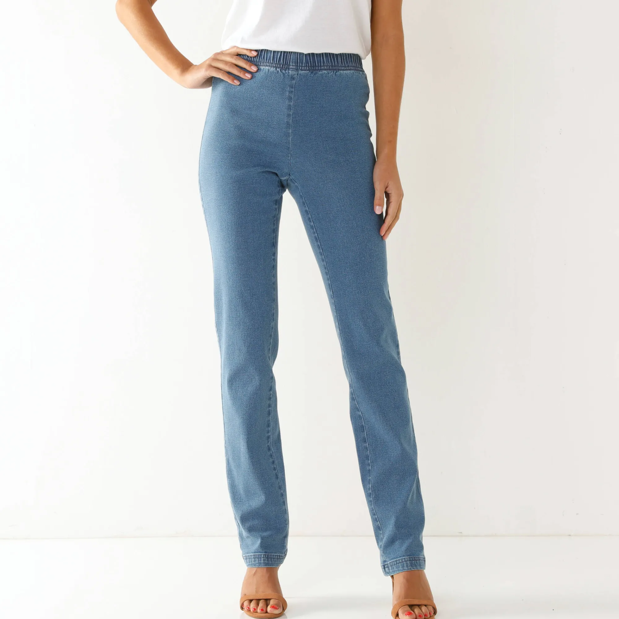 Jeans<Blancheporte Modellerende jeans met 'platte buik' effect en elastische taille bleached