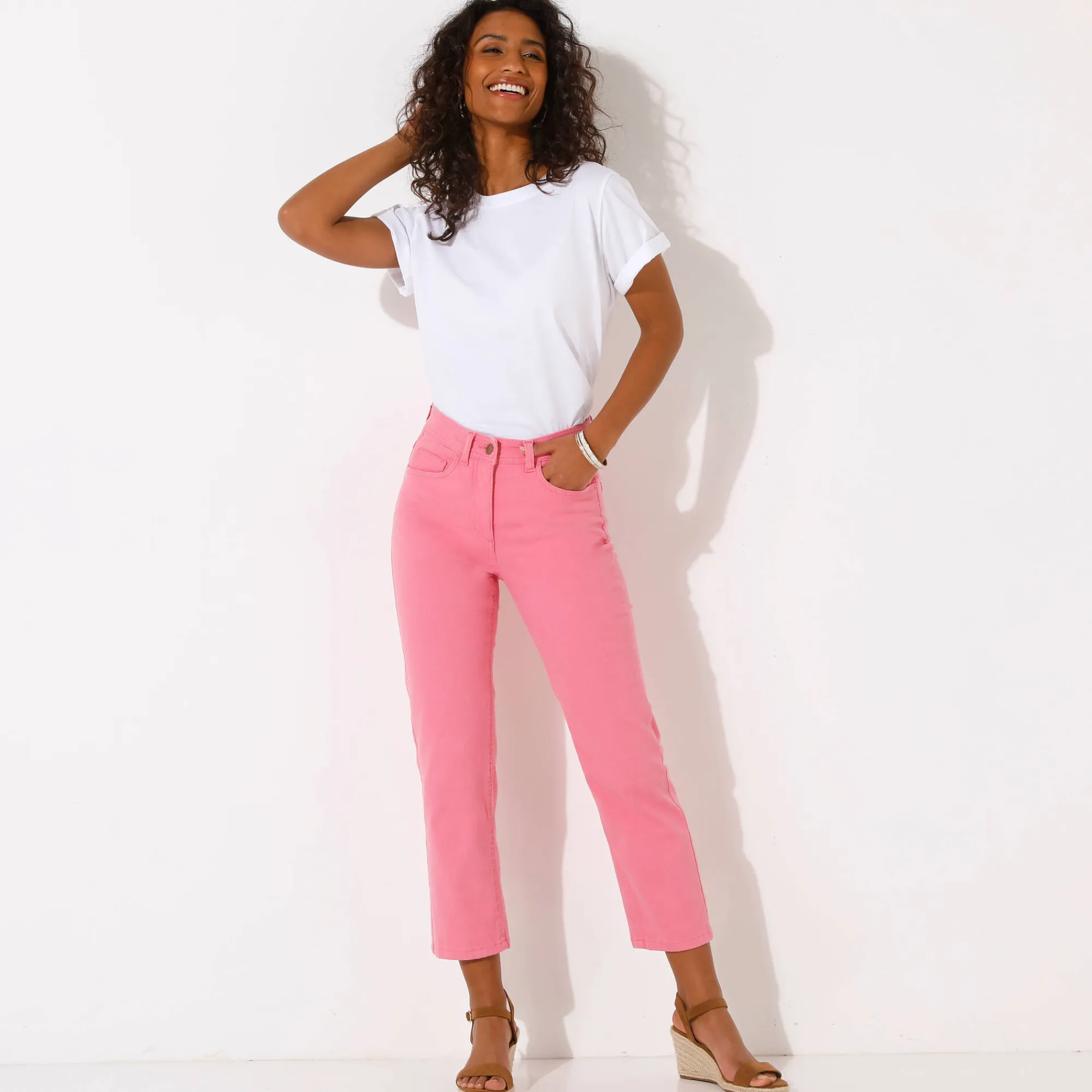 Broek<Blancheporte Modellerende rechte 7/8-broek, corrigerende versteviging roze