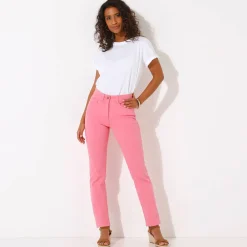 Broek<Blancheporte Modellerende rechte broek, corrigerende versteviging roze
