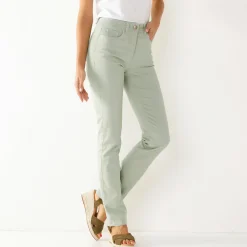 Broek<Blancheporte Modellerende rechte broek, corrigerende versteviging grijsgroen