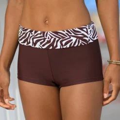 Badmode|Badmode<Blancheporte Moduleerbare bikinishorty met zebraprint chocolade