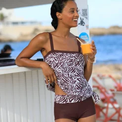 Badmode|Badmode<Blancheporte Moduleerbare bikinishorty met zebraprint chocolade