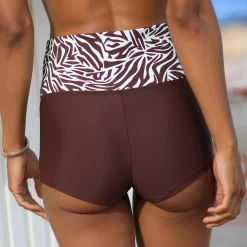 Badmode|Badmode<Blancheporte Moduleerbare bikinishorty met zebraprint chocolade