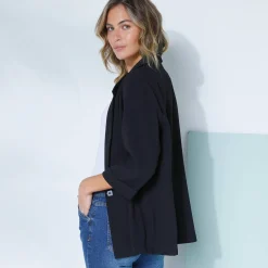 Jas En Mantel<Blancheporte 3/4-mouwen jas van vloeiende crêpe zwart