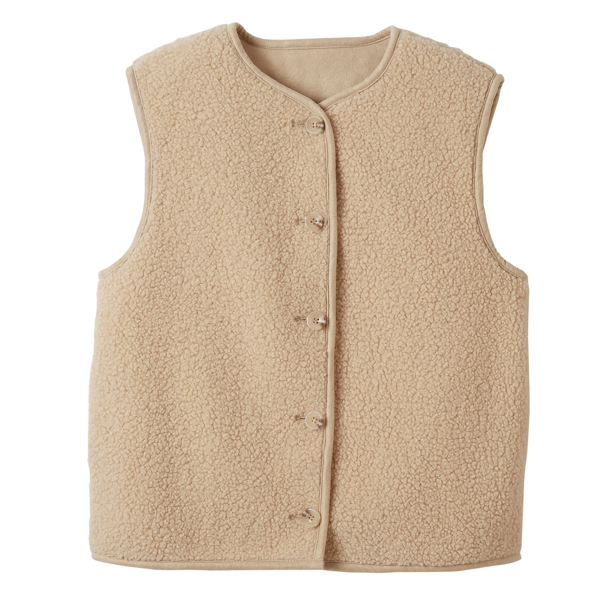 Jas En Mantel<Blancheporte Mouwloos jasje in lusjestricot, voor kleine lengtes grijsbeige