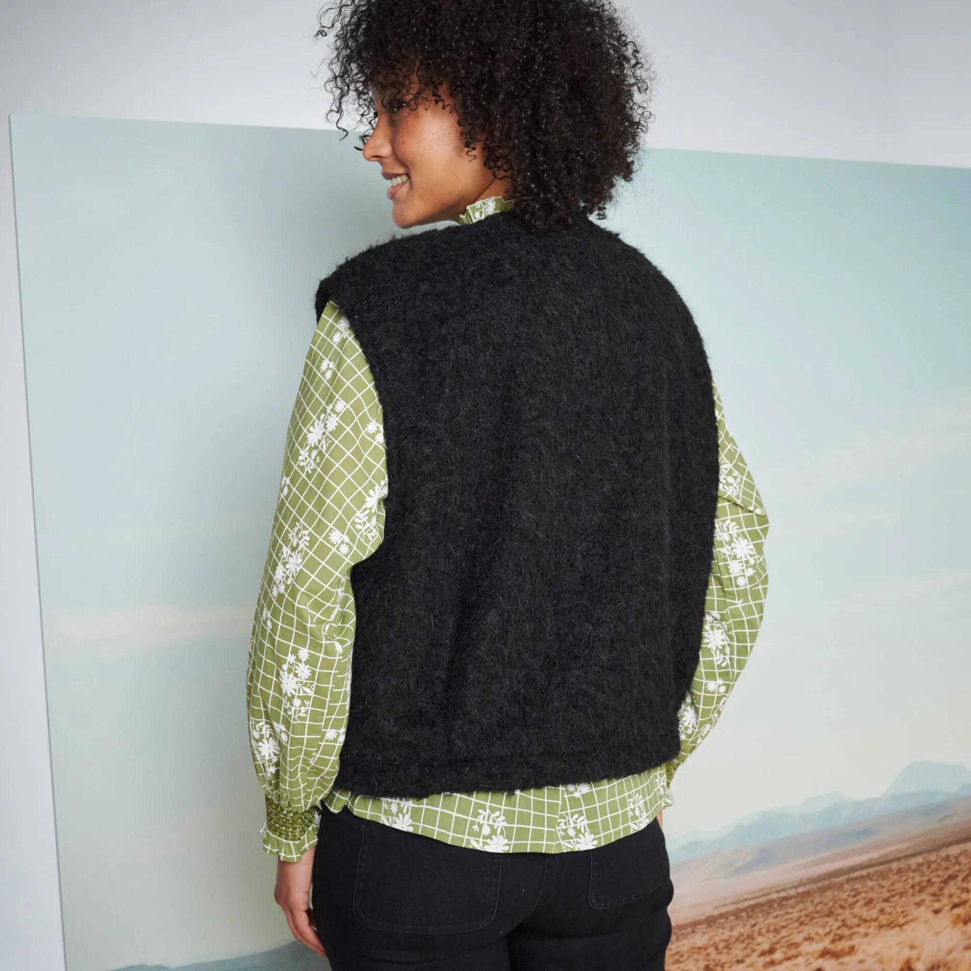 Jas En Mantel<Blancheporte Mouwloos jasje, lusjestricot zwart