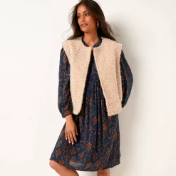 Jas En Mantel<Blancheporte Mouwloos jasje, lusjestricot beige