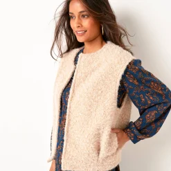 Jas En Mantel<Blancheporte Mouwloos jasje, lusjestricot beige