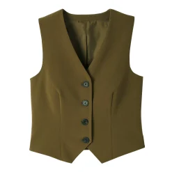 Jas En Mantel<Blancheporte Mouwloos vest, effen kaki
