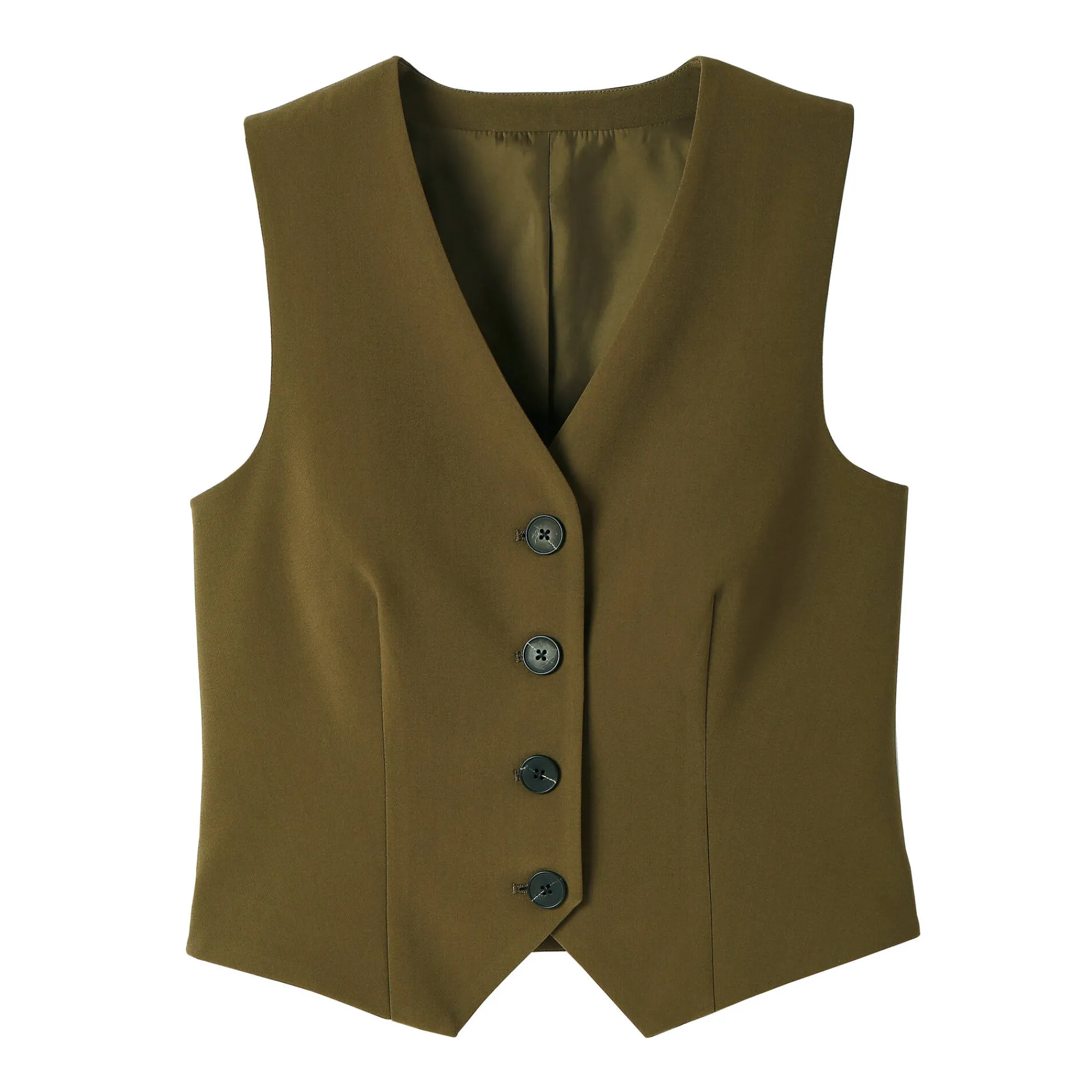Jas En Mantel<Blancheporte Mouwloos vest, effen kaki
