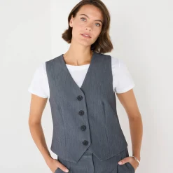 Jas En Mantel<Blancheporte Mouwloos vest, effen chiné grijs