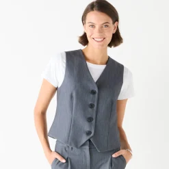 Jas En Mantel<Blancheporte Mouwloos vest, effen chiné grijs
