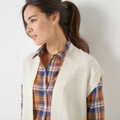 Trui En Vest<Blancheporte Mouwloos vest, fantasietricot ecru