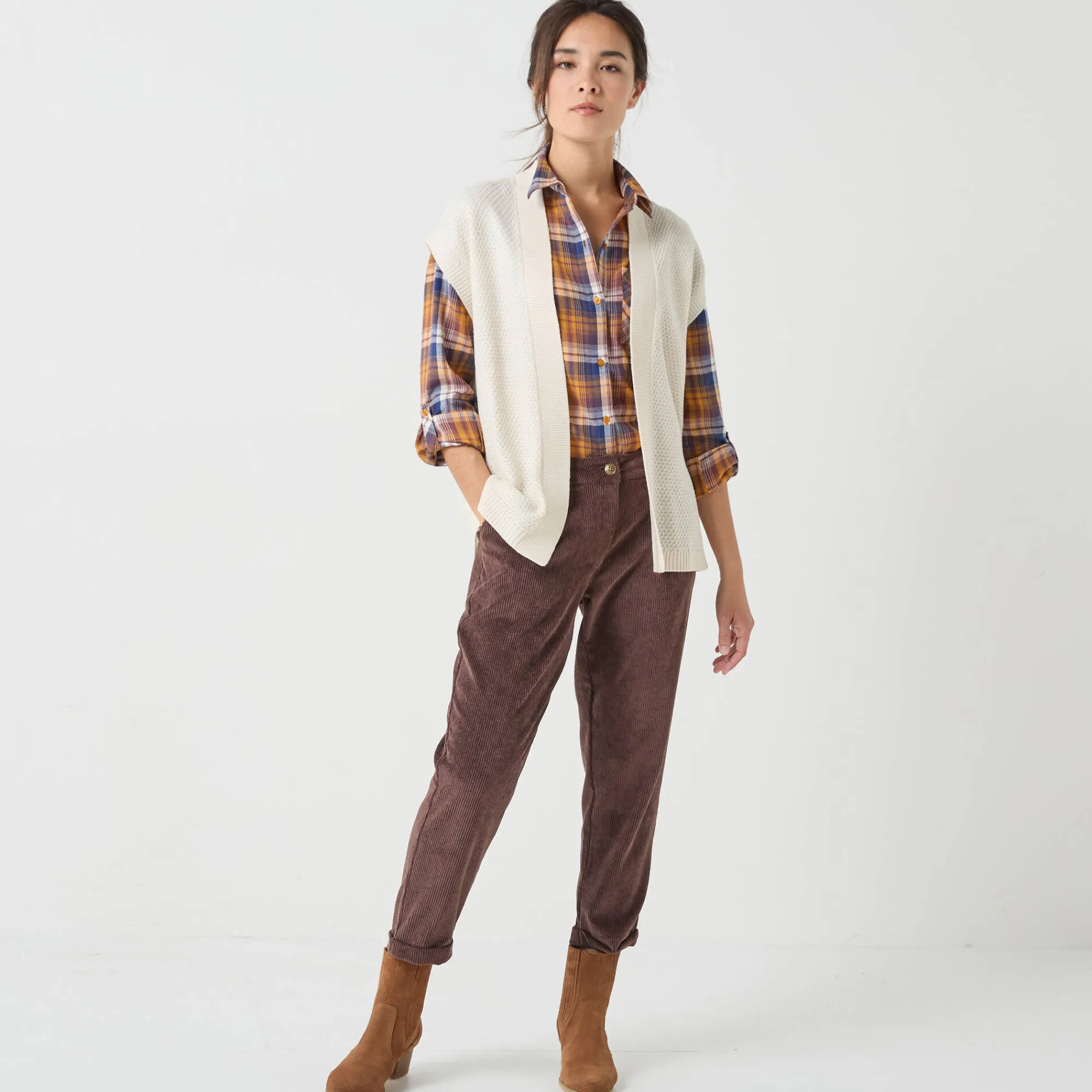 Trui En Vest<Blancheporte Mouwloos vest, fantasietricot ecru
