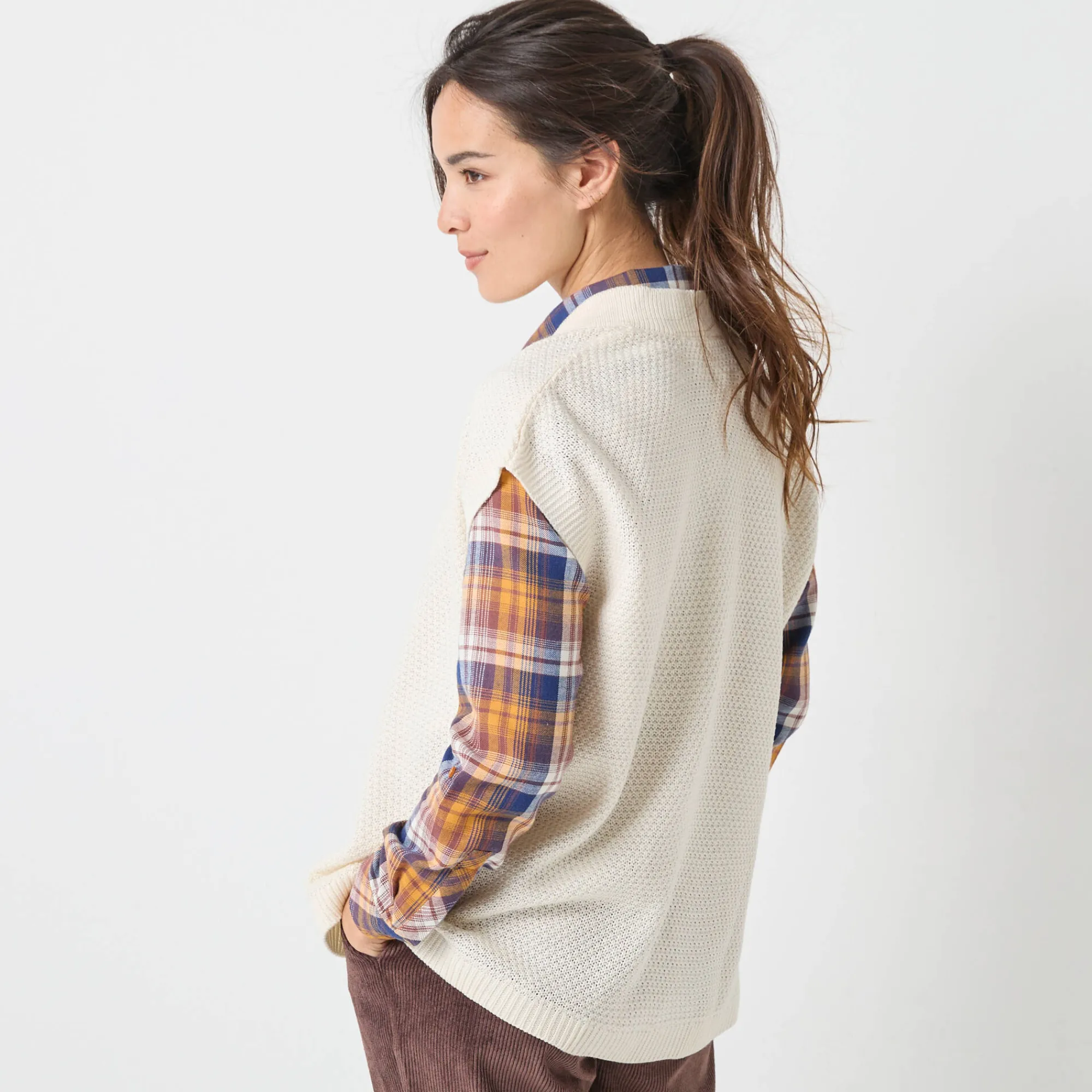 Trui En Vest<Blancheporte Mouwloos vest, fantasietricot ecru