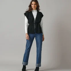 Trui En Vest<Lora Zellini Mouwloos vest, fantasietricot zwart
