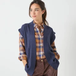 Trui En Vest<Blancheporte Mouwloos vest, fantasietricot marine