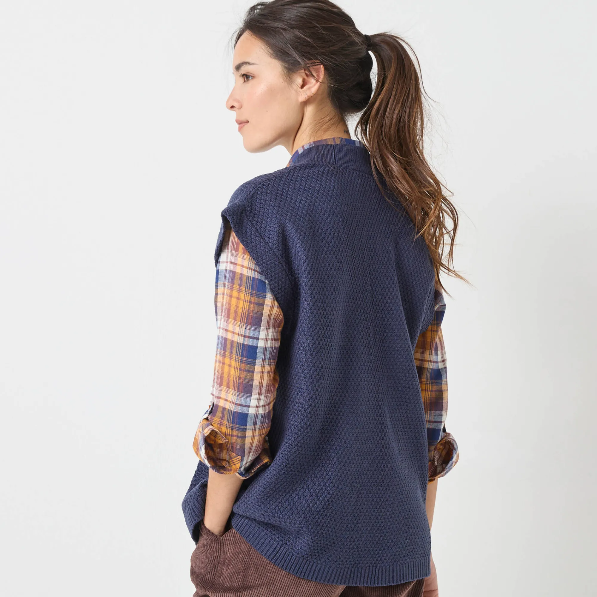 Trui En Vest<Blancheporte Mouwloos vest, fantasietricot marine