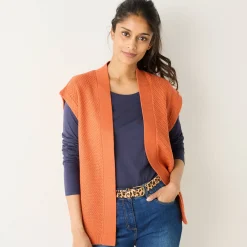 Trui En Vest<Blancheporte Mouwloos vest, fantasietricot donkeroranje