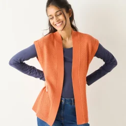 Trui En Vest<Blancheporte Mouwloos vest, fantasietricot donkeroranje