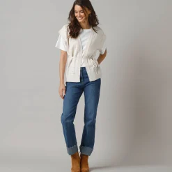 Trui En Vest<Lora Zellini Mouwloos vest, fantasietricot ecru