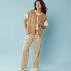 Trui En Vest<Blancheporte Mouwloos vest in harig tricot, kleine lengtes beige