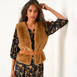 Jas En Mantel<Blancheporte Mouwloos vest in imitatiebont bronskleur
