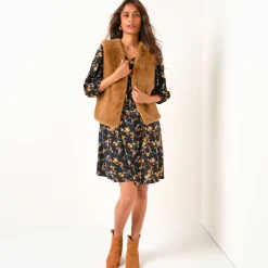 Jas En Mantel<Blancheporte Mouwloos vest in imitatiebont bronskleur