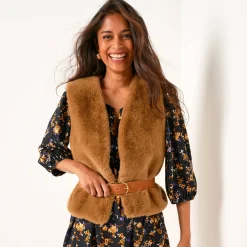 Jas En Mantel<Blancheporte Mouwloos vest in imitatiebont bronskleur