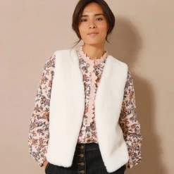 Feestoutfits Dames|Jas En Mantel<Blancheporte Mouwloos vest in imitatiebont ecru