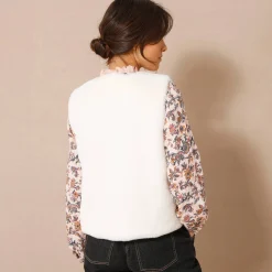 Feestoutfits Dames|Jas En Mantel<Blancheporte Mouwloos vest in imitatiebont ecru