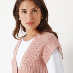 Trui En Vest<Blancheporte Mouwloos vest met knopen chiné rozenhout