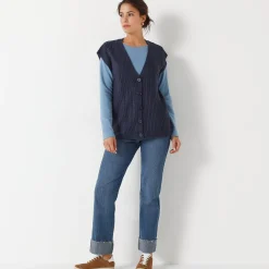 Trui En Vest<Blancheporte Mouwloos vest met knopen marine