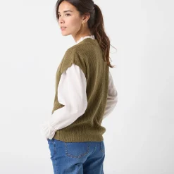 Trui En Vest<Blancheporte Mouwloos vest met knopen, patenttricot bronskleur