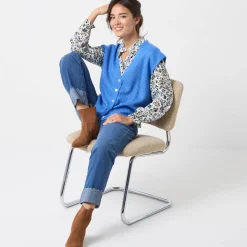 Trui En Vest<Blancheporte Mouwloos vest met knopen, patenttricot lavendelblauw