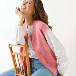 Trui En Vest<Blancheporte Mouwloos vest met rits roze