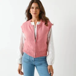 Trui En Vest<Blancheporte Mouwloos vest met rits roze