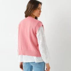 Trui En Vest<Blancheporte Mouwloos vest met rits roze